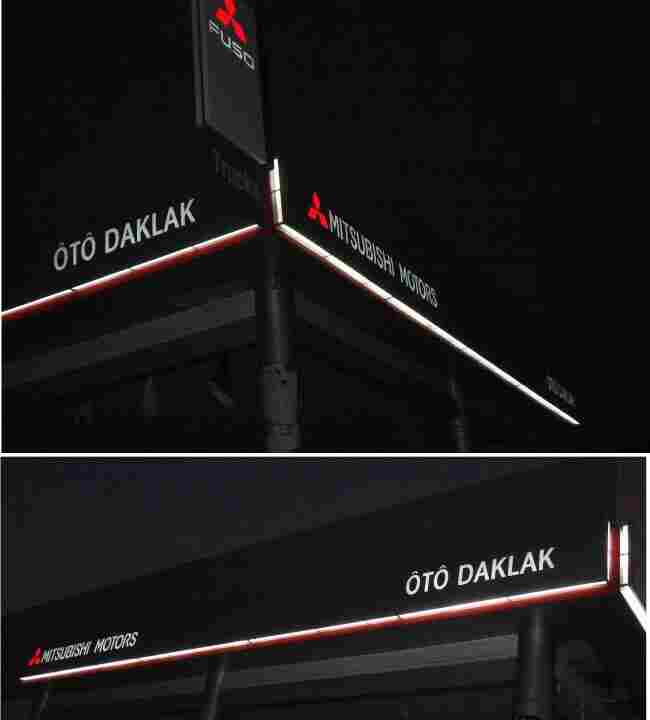 mitsubishi showroom signages at night