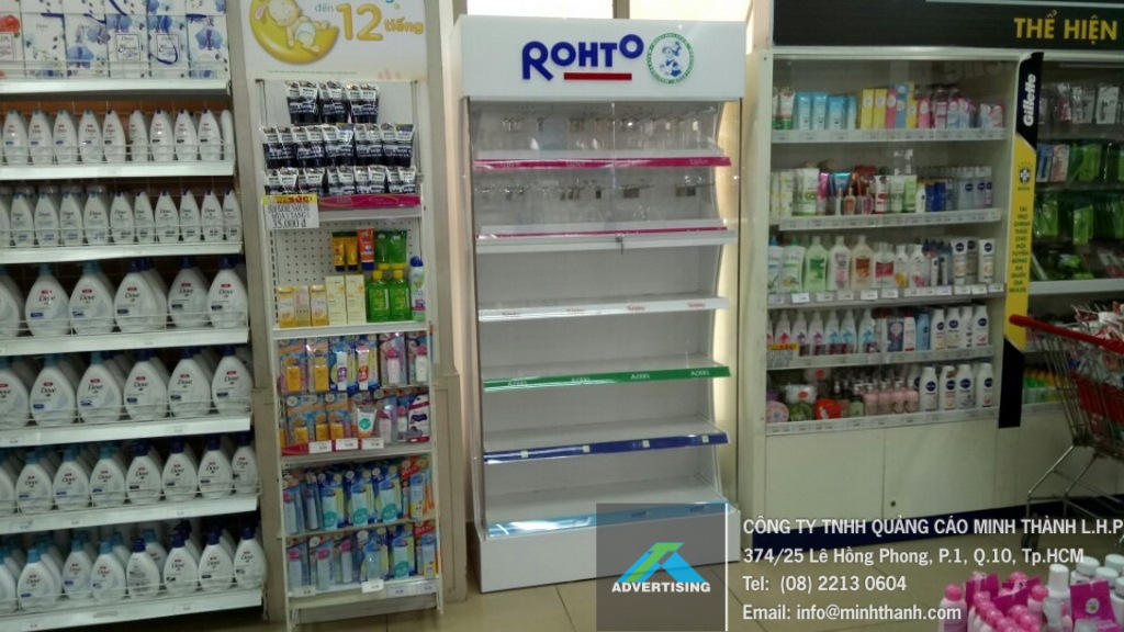 Sản xuất đầu kệ siêu thị Rohto Citymart Bình Dương