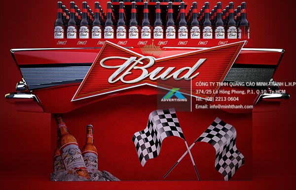mô hình POSM bia Budweiser - Quảng cáo Minh Thành L.H.P