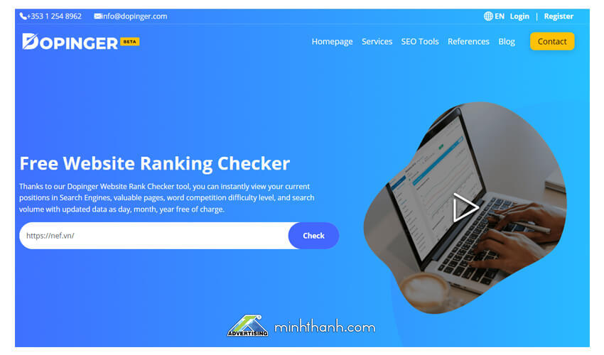 Kiểm tra thứ hạng website bằng Dopinger.com