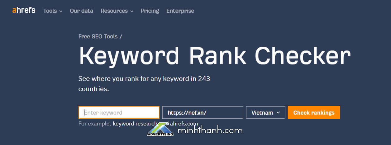 kiểm tra thứ hạng website bằng Ahrefs.com