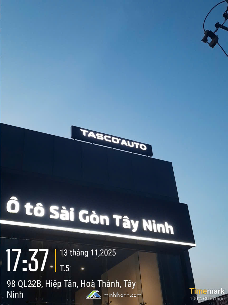 Bảng hiệu Alu chữ nổi có đèn TASCO AUTO Mitsubishi Ô tô Sài Gòn Tây Ninh 03